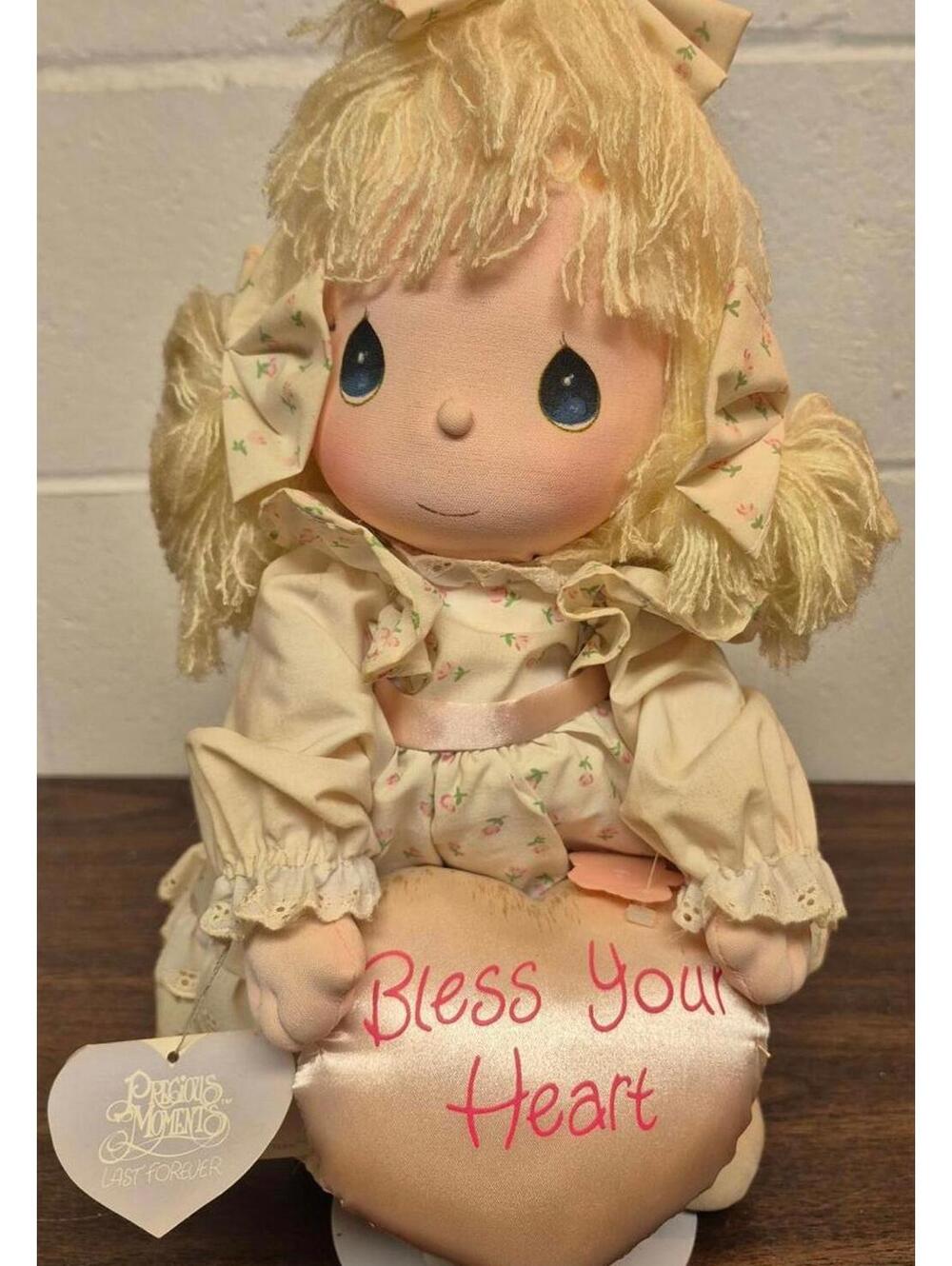 Precious Moments Plush Doll Holding - Bless Your Heart - Heart